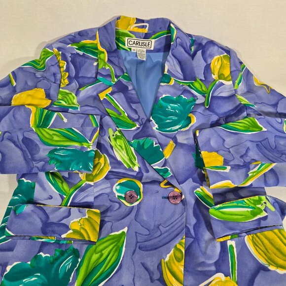 Vintage CARLISLE 80's STUNNING Silk Multicolor Set of Blouse & Blazer Size 14. - Picture 14 of 17